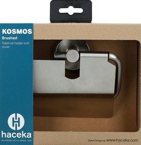 Haceka Kosmos toiletrolhouder met klep RVS-look