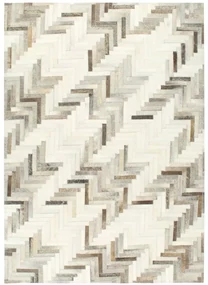 vidaXL Vloerkleed patchwork 80x150 cm echt harig leer grijs/wit