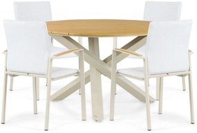 Tuinset 4 personen 125 cm Aluminium/textileen Taupe Lifestyle Garden Furniture Brandon/Ancona