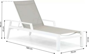 Lifestyle Garden Furniture Licata Ligbed Verstelbaar Aluminium/Textileen /Aluminium/textileen Wit