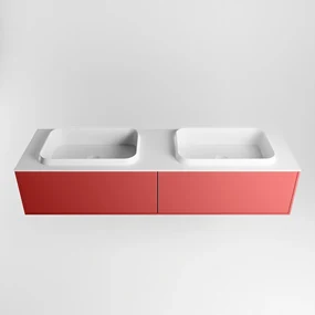 Mondiaz Erin 150cm badmeubel Fire met 2 lades en witte wastafel dubbel 2 kraangaten