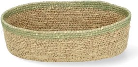 Ovaal mandje naturel, zeegras, groen, 22 cm x 12 cm