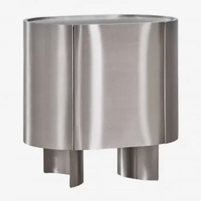 Ovalen Nachtkastje 50x35 Cm Van Roestvrij Staal Luena Geborsteld Roestvrij Staal - Sklum