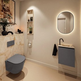 Mondiaz Ture DLux toiletmeubel 40cm dark grey met wastafel frappe rechts met kraangat