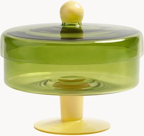 Handgemaakte opbergpot Duo van glas