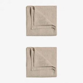 Set Van 2 Juisit Linnen En Katoenen Servetten Beige – Linnen - Sklum