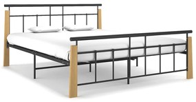 vidaXL Bedframe metaal en massief eikenhout 160x200 cm