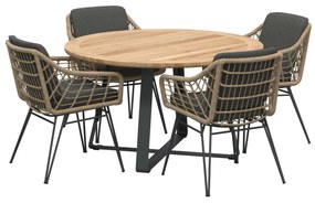 Cottage Basso dining tuinset 5-delig 130 cm rond 4 Seasons Outdoor
