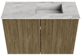 Mondiaz Joya DLux 60cm toiletmeubel dusk met wastafel faye rechts zonder kraangat glace