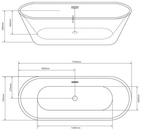 Badstuber York vrijstaand bad 170x75x58cm wit