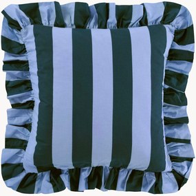 Gestreepte katoenen kussenhoes Freddie met franjes