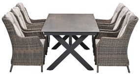 Garden Impressions Marbella tuinset 7-delig havanna sand - Sintra tuintafel 240x100 cm