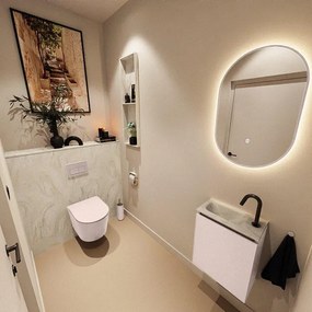 MONDIAZ TURE-DLUX 40cm toiletmeubel Rosee. EDEN wastafel Ostra positie links. Met 1 kraangat. TUREDX40ROSL1OST