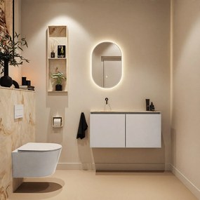 Mondiaz Ture DLux toiletmeubel 100cm linen met wastafel frappe links zonder kraangat