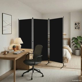 vidaXL Kamerscherm met 3 panelen 260x180 cm zwart