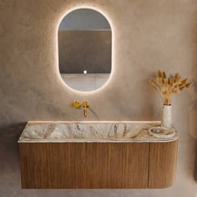 Mondiaz Kurve-dlux 125cm badmeubel ronding rechts dusk met 1 lade en deur en wastafel big medium links zonder kraangat glace