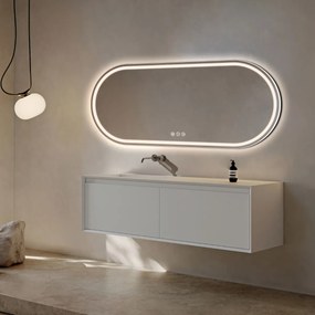 Saniclear Triova ovale spiegel 160x70cm met verwarming, directe en indirecte verlichting