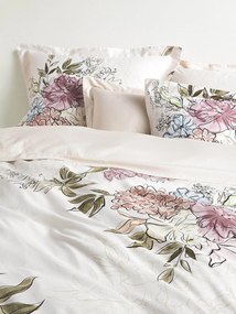 Katoenensatijnen dekbedovertrek Margot met bloemenprint