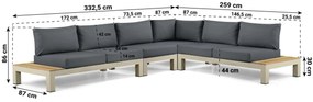 Loungeset 6 personen Aluminium/Teak Taupe Lifestyle Garden Furniture Vittoria