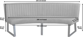 Eetkamerbank - Hengelo - stof Element beige 06 - geschikt voor ovale tafel 200 cm