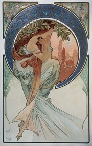 Mucha, Alphonse Marie - Kunstreproductie Poetry - by Mucha, 1898., (24.6 x 40 cm)