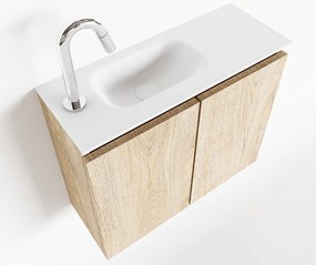 Mondiaz Ture 60cm toiletmeubel washed oak met wastafel talc links 1 kraangat