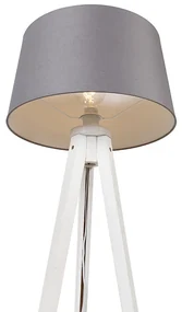Moderne tripod wit met linnen kap antraciet 45 cm - Tripod Classic Klassiek / Antiek E27 rond Binnenverlichting Lamp