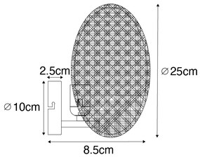 Landelijke wandlamp zwart met rotan 25 cm - KataOosters, Landelijk E27 rond Binnenverlichting Lamp