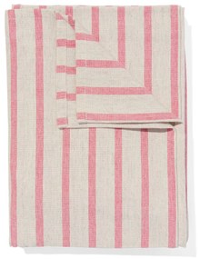 HEMA Tafelkleed Met Strepen 140x240 Katoen Met Linnen (rood)