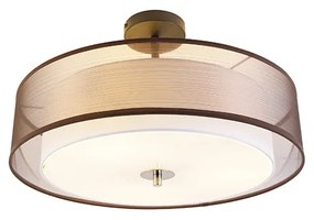 Moderne plafondlamp bruin met wit 50 cm 3-lichts - Drum Duo