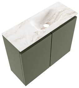 Mondiaz Ture DLux toiletmeubel 60cm army met wastafel frappe rechts zonder kraangat