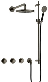 Hotbath Cobber IBS70 inbouwdouche met ronde handdouche, 30cm hoofddouche en glijstang verouderd ijzer