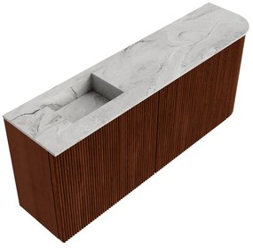 Mondiaz Joya DLux 100cm toiletmeubel ronding rechts ruby met wastafel faye links zonder kraangat glace