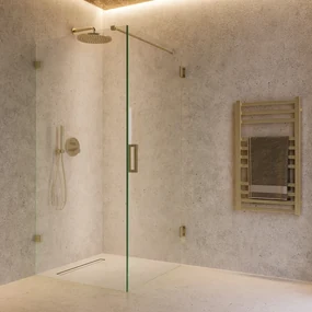 Saniclear Brass profielloze douchecabine 90x80cm met 80cm deur geborsteld messing
