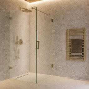 Saniclear Brass profielloze douchecabine 90x90cm met 90cm deur geborsteld messing