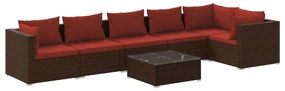 vidaXL 7-delige Loungeset met kussens poly rattan bruin