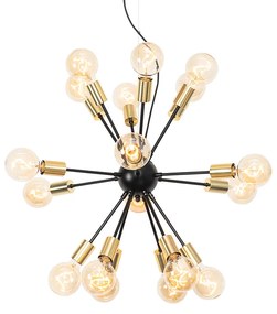 Design hanglamp zwart met goud 18-lichts - Juul Design E27 rond Binnenverlichting Lamp