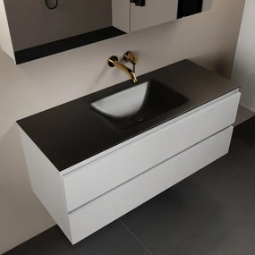 Mondiaz Aivy badmeubel 120cm talc met wastafel solid surface urban midden zonder kraangat en spiegelkast