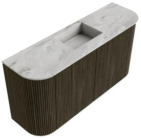 Mondiaz Joya DLux 85cm toiletmeubel ronding links/rechts shadow met wastafel faye midden 1 kraangat glace