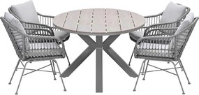 Garden Impressions Lucas tuinset 5-delig valley sand - Tulli tuintafel 180x115 cm - light teak vironwood