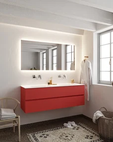 Mondiaz Vica 150cm badmeubel fire 2 lades wastafel Cloud dubbel zonder kraangat