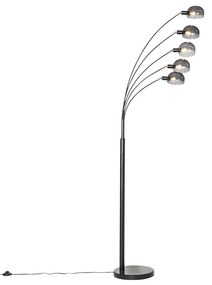 Design vloerlamp zwart met smoke glas 5-lichts - Sixties Marmo Design E14 Binnenverlichting Lamp