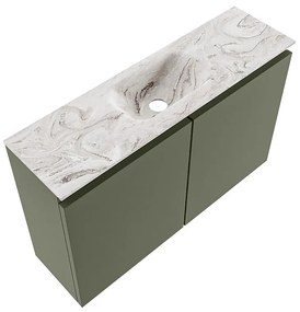 Mondiaz Ture DLux toiletmeubel 80cm army met wastafel glace midden zonder kraangat