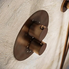 Saniclear Antique Curved rond inbouw thermostaat met inbouwdeel verouderd messing