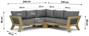 Hoek loungeset 5 personen Teak Old teak greywash Santika Furniture Santika Cantik