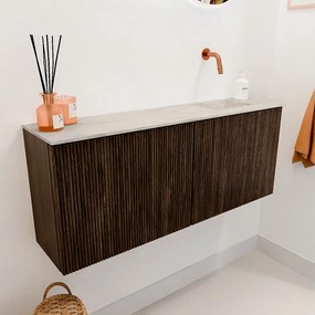 Mondiaz Joya DLux 100cm toiletmeubel walnut met wastafel faye rechts zonder kraangat ostra