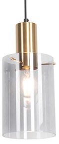 Vintage hanglamp messing met smoke glas - Vidra Modern E27 cilinder / rond Binnenverlichting Lamp