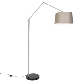 Moderne vloerlamp staal met kap taupe 45 cm - Editor