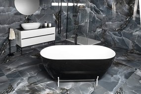Polysan Reduta vrijstaand bad zwart/wit mineraalmarmer 150x75x46cm