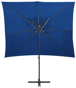 vidaXL Zweefparasol met dubbel dak 250x250 cm azuurblauw